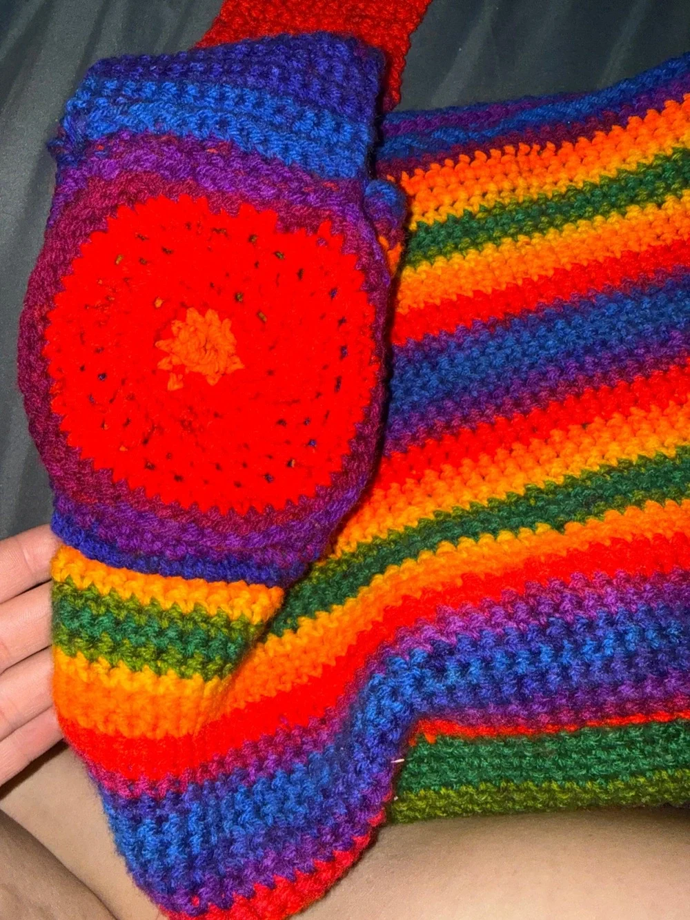 Handmade Rainbow Crochet Shoulder Bag - Bright Multicolor (Handmade by me)